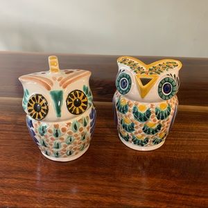 NWT ANTHROPOLOGIE Owl Ceramic Sugar & Creamer Set